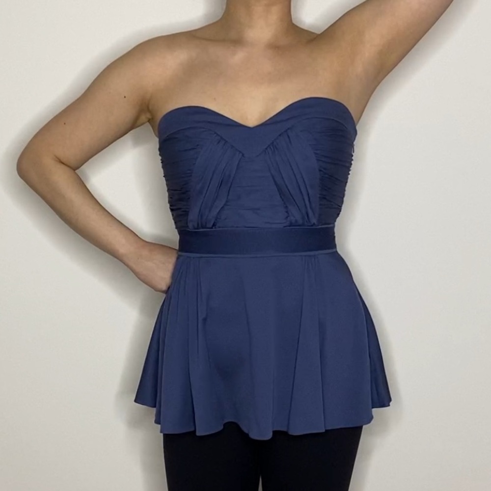 Abaeté Silk Amelia bustier top, size 4, slate blue